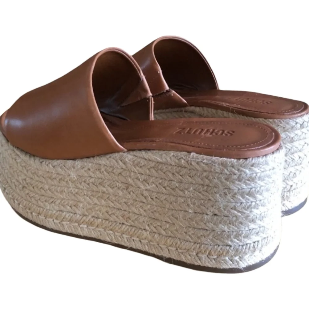 Schutz Marih Weekend Atanado Leather Platform Espadrilles Size 9.5 NWOT